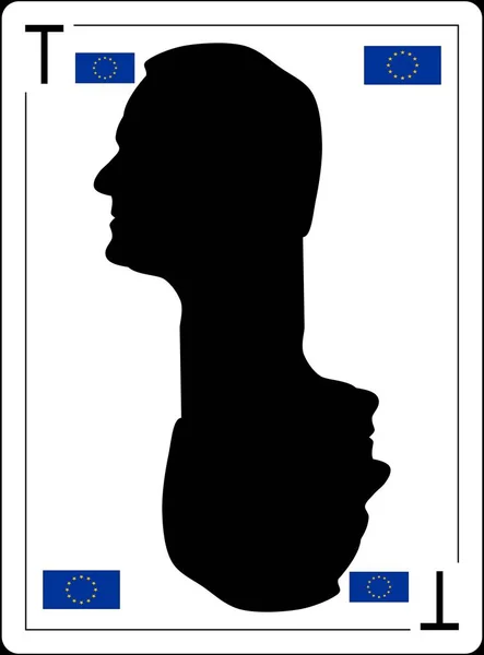 Président du Conseil européen, Donald Franciszek Tusk, sur la carte à jouer. silhouette profil abstrait . — Photo