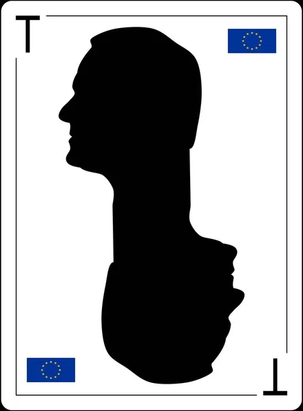 Presiden Dewan Eropa, Donald Franciszek Tusk, pada kartu bermain. profil abstrak siluet . — Stok Foto