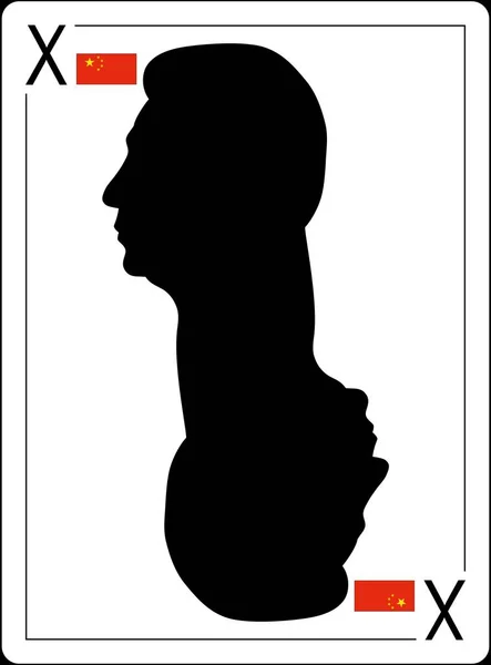 02 квітня 2017 року. Генеральний секретар Комуністичної партії Китаю, президент Народної Республіки Китай, Сі Цзіньпін, на гральних карт. силует абстрактних профіль. — стокове фото