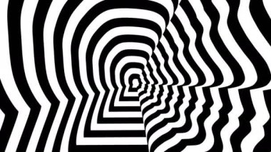 Konsantrik yaklaşmakta olan sembol, XI Jinping siluet doğru profili - optik, görsel yanılsama. 3d render animasyon döngü. 