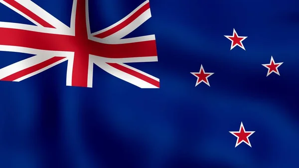 Új-Zéland, csapkodott a szélben lobogó. 3D-leképezés. — Stock Fotó