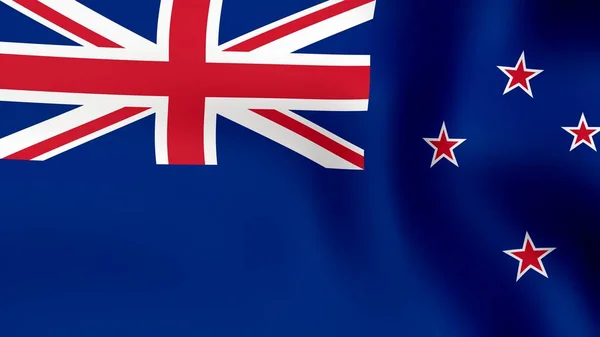 Új-Zéland, csapkodott a szélben lobogó. 3D-leképezés. — Stock Fotó