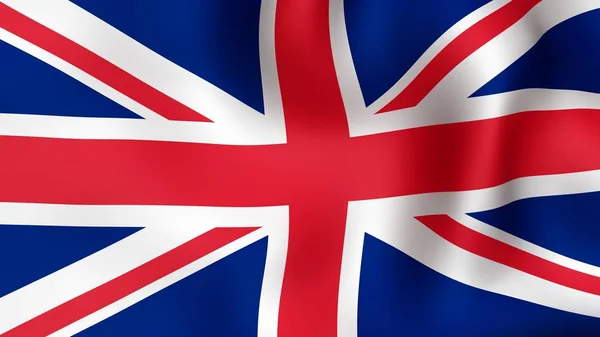 Bandeira da Grã-Bretanha, a tremer ao vento. Renderização 3D . — Fotografia de Stock