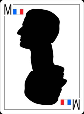 04 Mayıs 2017. Emmanuel Macron, oyun kağıdı üzerinde Başkan adayı. siluet profili.