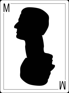 04 Mayıs 2017. Emmanuel Macron, oyun kağıdı üzerinde Başkan adayı. siluet profili.