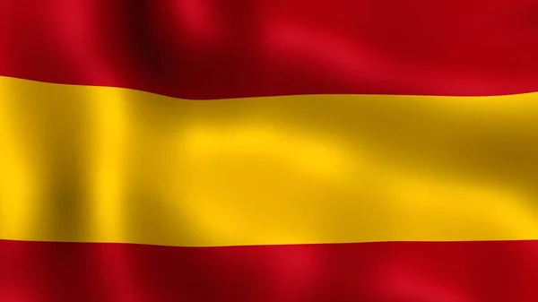 Flagge des Königreichs Spanien, die im Wind flattert. 3D-Darstellung. Es sind verschiedene Phasen der Bewegung Nahaufnahme Flagge im Wind. — Stockfoto