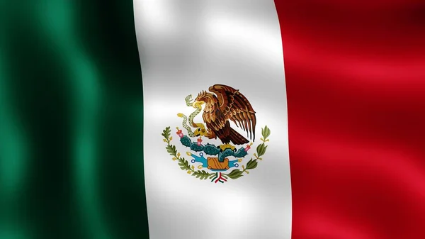 Bandiera del Messico, sventola nel vento. rendering 3D. Sono diverse fasi del movimento bandiera close-up nel vento . — Foto Stock