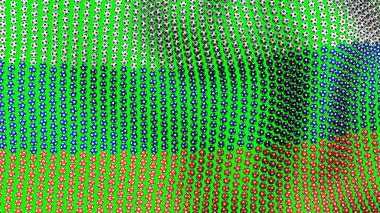 Rusya, Rüzgar yeşil bir arka planda çırpınan birçok futbol topları oluşan bayrağı. 3D çizim.