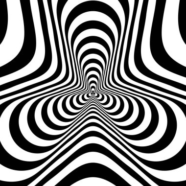 Optik, görsel yanılsama, tünel girişine. Konsantrik soyut tek renkli desen - spinner. 3D render.