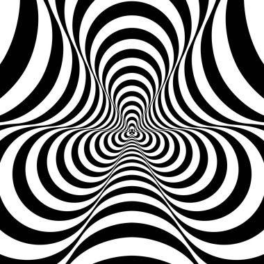 Optik, görsel yanılsama, tünel girişine. Konsantrik soyut tek renkli desen - spinner. 3D render.