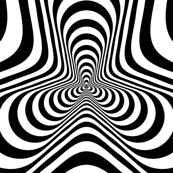 Ilusión óptica, visual, entrada al túnel. Patrón concéntrico abstracto monocromo - hilandero. Renderizado 3D . — Foto de Stock