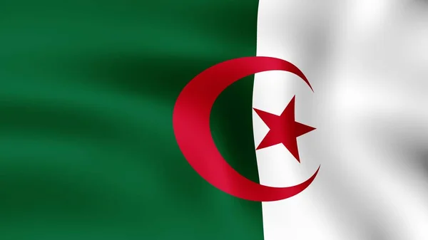Algériai Demokratikus Köztársaság, csapkodott a szélben lobogó. 3D-leképezés. — Stock Fotó