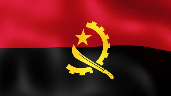 Bandeira República de Angola, agitando-se ao vento. Renderização 3D . — Fotografia de Stock