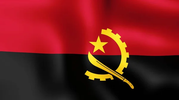 Bandeira República de Angola, agitando-se ao vento. Renderização 3D . — Fotografia de Stock