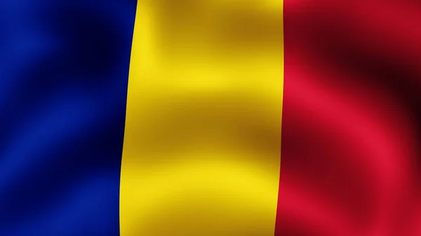 Flagga Republiken Tchad, fladdrande i vinden. 3D-rendering. Det är olika faser av rörelse närbild flaggan i vinden. — Stockfoto
