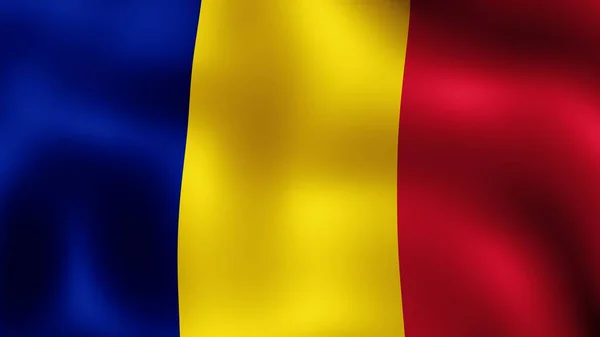 Vlag van Republiek Tsjaad, wapperen in de wind. 3D-rendering. Het is de verschillende fasen van de beweging close-up vlag in de wind. — Stockfoto
