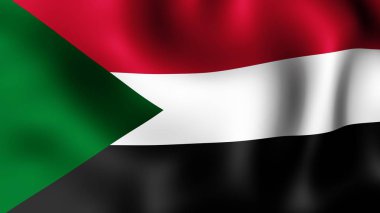 Rüzgarda çırpınan sudan Demokratik Cumhuriyeti, bayrak. 3D render. Hareket yakın çekim bayrak Rüzgar, farklı aşamalarını olduğunu. 