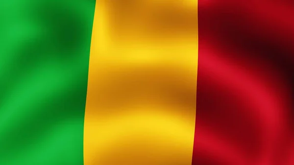 Flag Republic of Mali, fluttering in the wind. 3D rendering. It is different phases of the movement close-up flag in the wind. — Stock Photo, Image