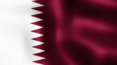 Rüzgarda çırpınan Katar Devleti, bayrak. 3D render. Hareket yakın çekim bayrak Rüzgar, farklı aşamalarını olduğunu. 