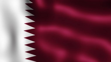 Rüzgarda çırpınan Katar Devleti, bayrak. 3D render. Hareket yakın çekim bayrak Rüzgar, farklı aşamalarını olduğunu. 