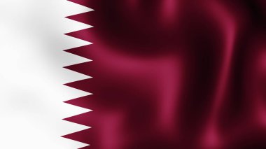 Rüzgarda çırpınan Katar Devleti, bayrak. 3D render. Hareket yakın çekim bayrak Rüzgar, farklı aşamalarını olduğunu. 