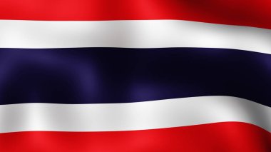 Rüzgarda çırpınan Tayland, bayrak. 3D render. Hareket yakın çekim bayrak Rüzgar, farklı aşamalarını olduğunu. 