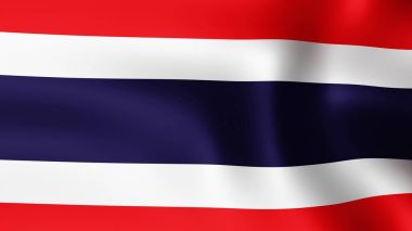 Rüzgarda çırpınan Tayland, bayrak. 3D render. Hareket yakın çekim bayrak Rüzgar, farklı aşamalarını olduğunu. 