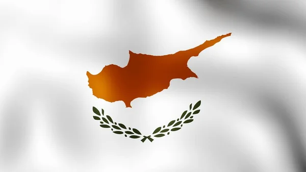 Bandeira República de Chipre, agitando-se ao vento. Renderização 3D. São fases diferentes da bandeira de close-up de movimento no vento . — Fotografia de Stock