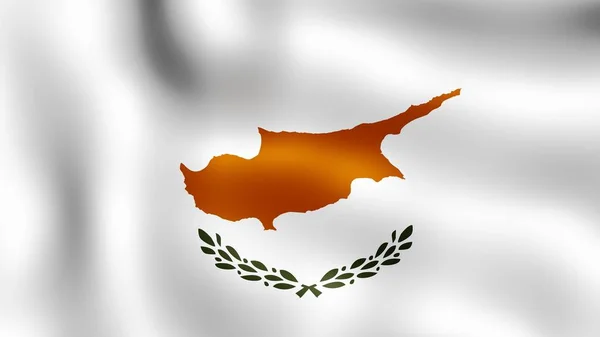 Прапор Республіки Кіпр, майорить у вітер. 3D-рендерінг. Це різні фази руху макро прапор на вітрі. — стокове фото