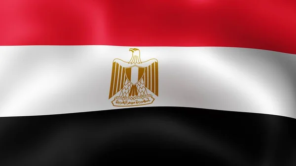 Flagga Arabrepubliken Egypten, fladdrande i vinden. 3D-rendering. Det är olika faser av rörelse närbild flaggan i vinden. — Stockfoto