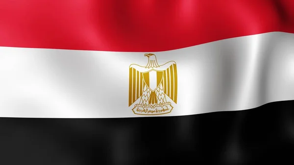 Прапор Єгипту, майорить у вітер. 3D-рендерінг. Це різні фази руху макро прапор на вітрі. — стокове фото