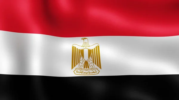 Flagga Arabrepubliken Egypten, fladdrande i vinden. 3D-rendering. Det är olika faser av rörelse närbild flaggan i vinden. — Stockfoto