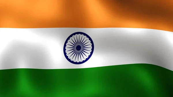 สาธารณรัฐอินเดีย กระพือปีกในสายลม แบบสามมิติค่ะ มันเป็นขั้นตอนที่แตกต่างกันของการเคลื่อนไหวธงใกล้ชิดในลม . — ภาพถ่ายสต็อก