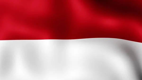 Bendera Republik Indonesia, berkibar di angin. Perilisan 3D. Ini adalah fase yang berbeda dari gerakan close-up bendera dalam angin . — Stok Foto
