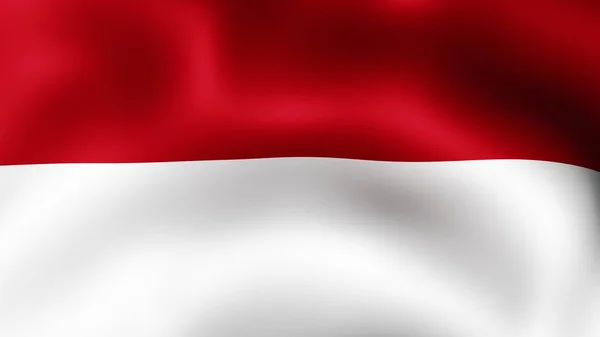 Bendera Republik Indonesia, berkibar di angin. Perilisan 3D. Ini adalah fase yang berbeda dari gerakan close-up bendera dalam angin . — Stok Foto