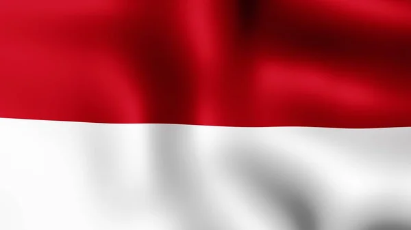 Bandera República de Indonesia, ondeando en el viento. Representación 3D. Son diferentes fases del movimiento de la bandera de primer plano en el viento . —  Fotos de Stock