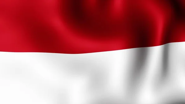 Flaggenrepublik Indonesien, flatternd im Wind. 3D-Darstellung. Es sind verschiedene Phasen der Bewegung Nahaufnahme Flagge im Wind. — Stockfoto