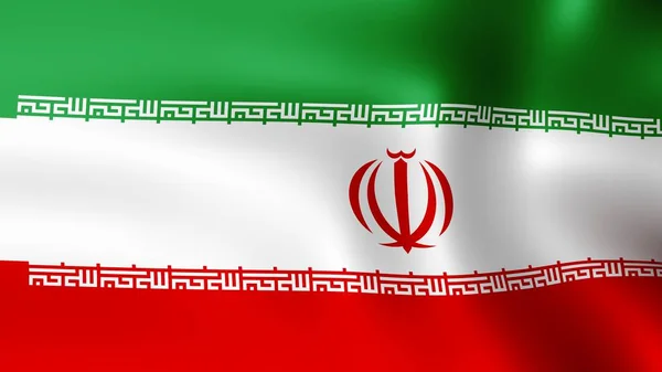 Прапор Ісламської Республіки Іран, майорить у вітер. 3D-рендерінг. Це різні фази руху макро прапор на вітрі. — стокове фото