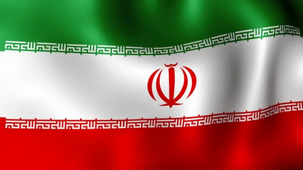 Прапор Ісламської Республіки Іран, майорить у вітер. 3D-рендерінг. Це різні фази руху макро прапор на вітрі. — стокове фото