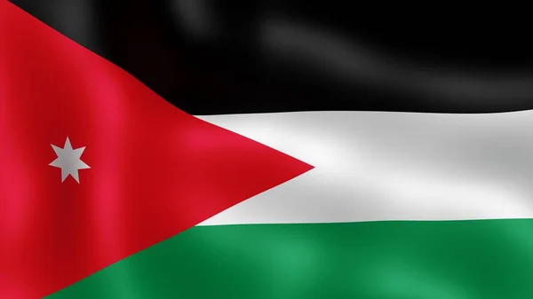 A Jordán Hasimita Királyság, csapkodott a szélben lobogó. 3D-leképezést. -A ' különböző szakaszaiban a mozgás közeli zászló a szélben. — Stock Fotó