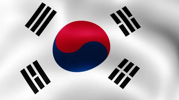 Flag South Korea, fluttering in the wind. 3D rendering. It is different phases of the movement close-up flag in the wind. — Stock Photo, Image