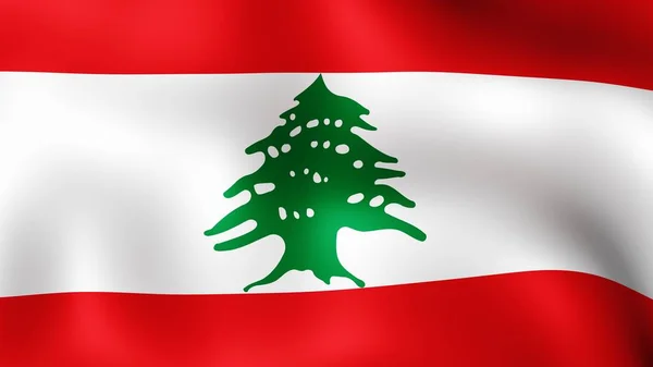 Vlag Libanese Republiek, wapperen in de wind. 3D-rendering. Het is de verschillende fasen van de beweging close-up vlag in de wind. — Stockfoto
