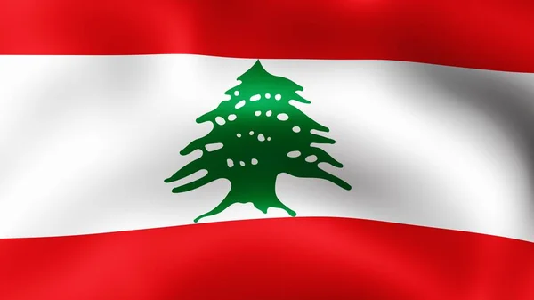 Bandeira República Libanesa, balançando ao vento. Renderização 3D. São fases diferentes da bandeira de close-up de movimento no vento . — Fotografia de Stock