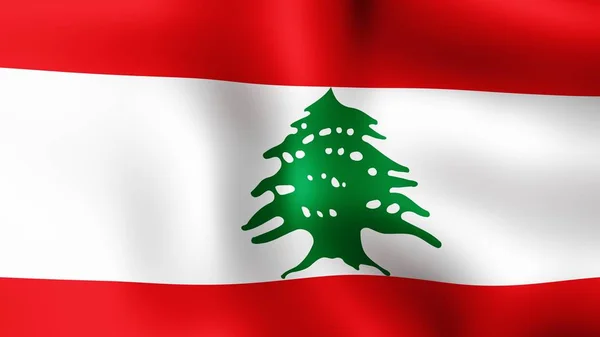 Drapeau République libanaise, flottant dans le vent. rendu 3D. Ce sont différentes phases du mouvement drapeau rapproché dans le vent . — Photo