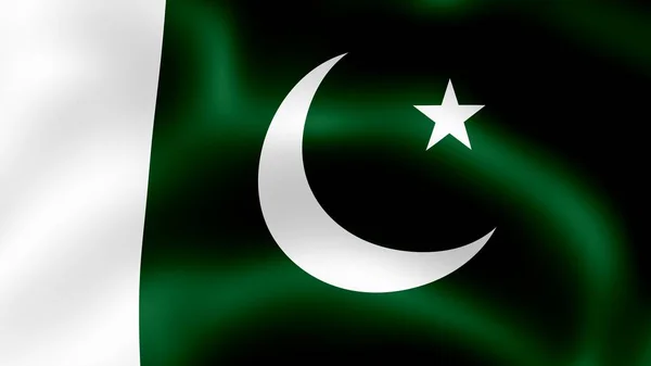 A Pakisztáni Iszlám Köztársaság, csapkodott a szélben lobogó. 3D-leképezést. -A ' különböző szakaszaiban a mozgás közeli zászló a szélben. — Stock Fotó