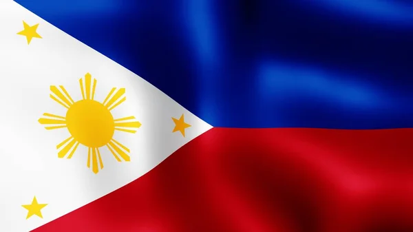 Флаг Республики Филиппины, развевающийся на ветру. 3D рендеринг. Это разные фразы движения крупным планом на ветру . — стоковое фото