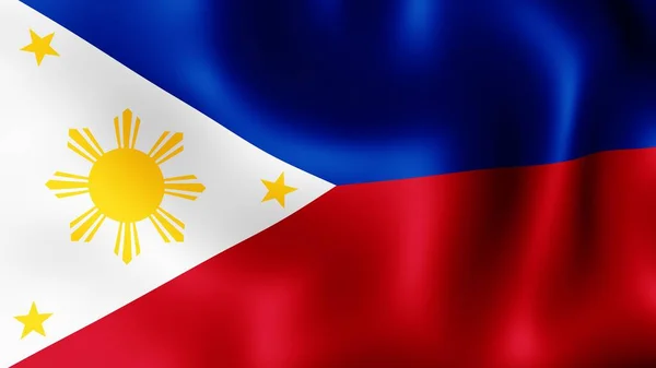 Flaggenrepublik der Philippinen, flatternd im Wind. 3D-Darstellung. Es sind verschiedene Phasen der Bewegung Nahaufnahme Flagge im Wind. — Stockfoto