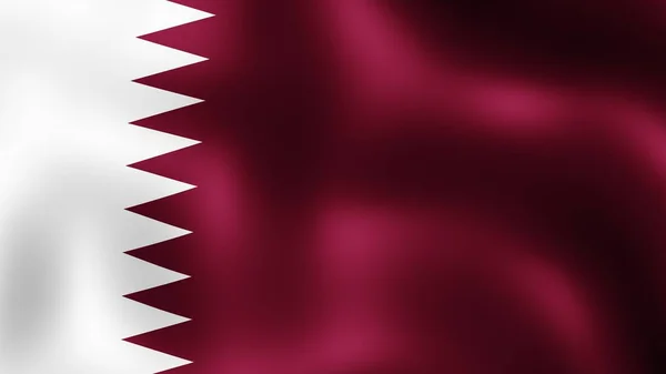 Flag State of Qatar, fluttering in the wind. 3D rendering. It is different phases of the movement close-up flag in the wind. — Stock Photo, Image