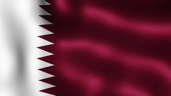 Flag State of Qatar, fluttering in the wind. 3D rendering. It is different phases of the movement close-up flag in the wind. — Stock Photo, Image