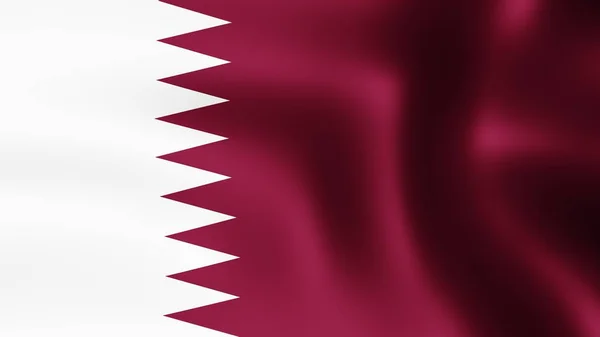 Flag State of Qatar, fluttering in the wind. 3D rendering. It is different phases of the movement close-up flag in the wind. — Stock Photo, Image